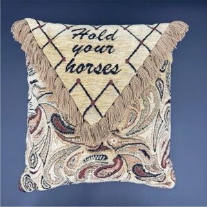 Decorative Tapestry Pillow with Fringe